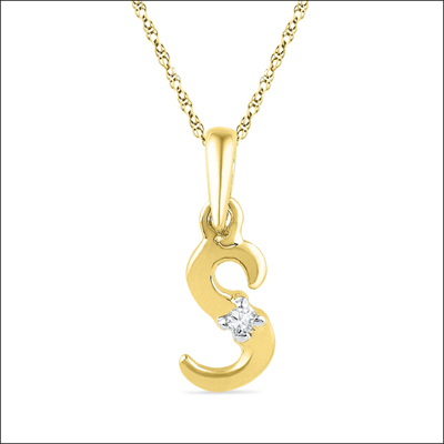 "18kt Gold Alphabet S Diamond Pendent  - PF015216 - Click here to View more details about this Product